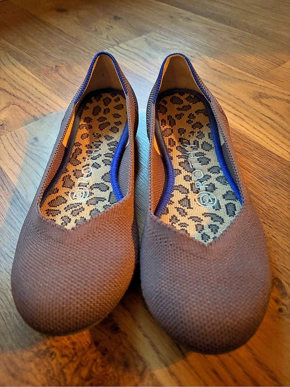 Rothy's The Flat Round Toe Ballet Shoes Brown Mink Leopard Insole Women's Size 6